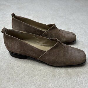 Sesto Meucci Shoes Women’s 7 Brown Metallic Suede Slip On Flats Italy